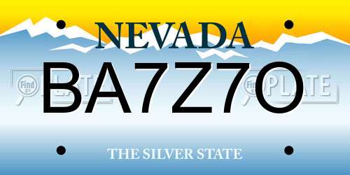 BA7Z7O Nevada License Plate