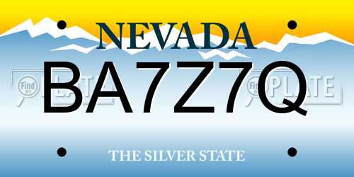 BA7Z7Q Nevada License Plate