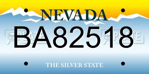 BA82518 Nevada License Plate