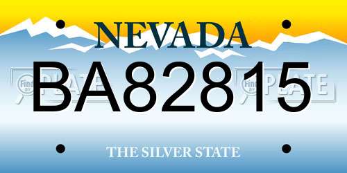 BA82815 Nevada License Plate