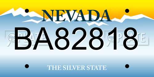 BA82818 Nevada License Plate