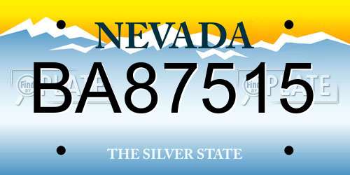 BA87515 Nevada License Plate