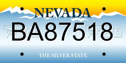 BA87518 Nevada License Plate