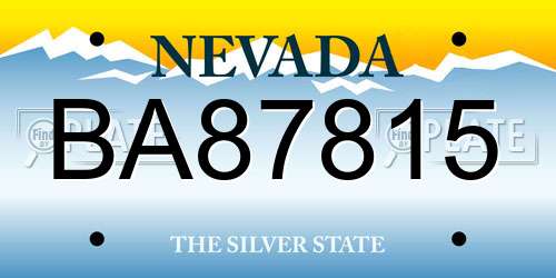 BA87815 Nevada License Plate