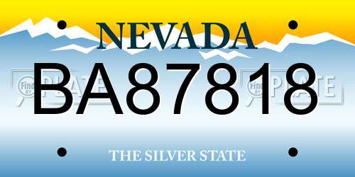 BA87818 Nevada License Plate
