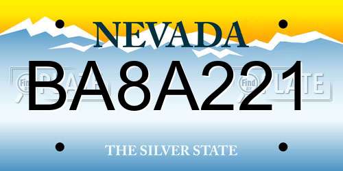 BA8A221 Nevada License Plate