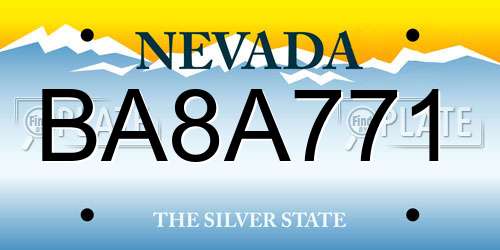 BA8A771 Nevada License Plate