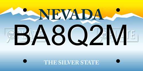 BA8Q2M Nevada License Plate