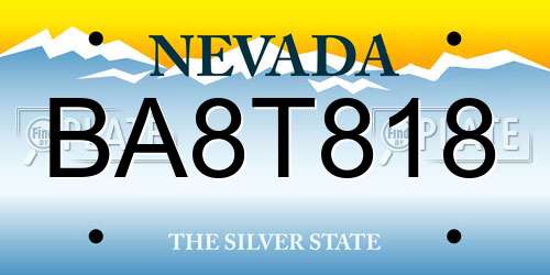 BA8T818 Nevada License Plate