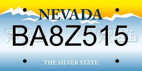 BA8Z515 Nevada License Plate