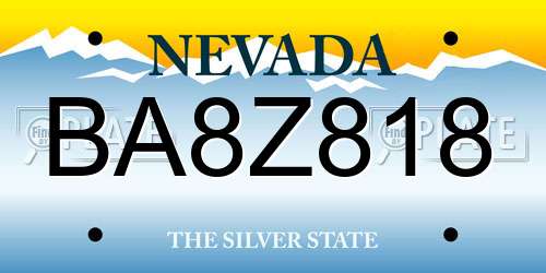 BA8Z818 Nevada License Plate