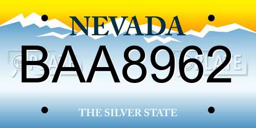 BAA8962 Nevada License Plate