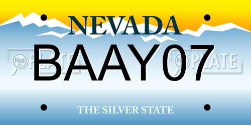 BAAY07 Nevada License Plate