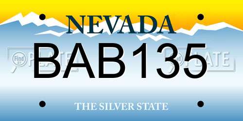 BAB135 Nevada License Plate
