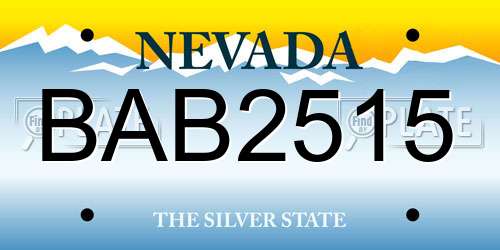 BAB2515 Nevada License Plate