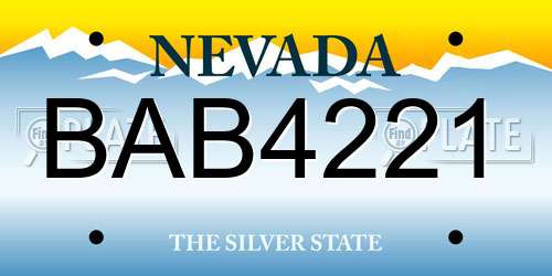 BAB4221 Nevada License Plate