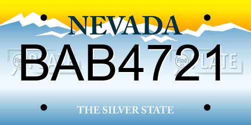 BAB4721 Nevada License Plate