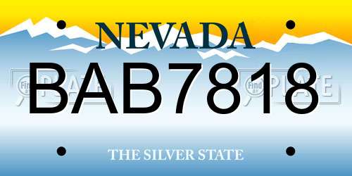 BAB7818 Nevada License Plate