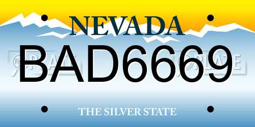 BAD6669 Nevada License Plate