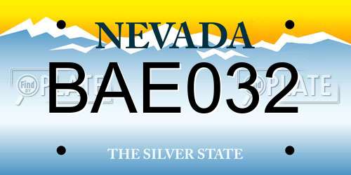 BAE032 Nevada License Plate