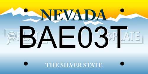 BAE03T Nevada License Plate