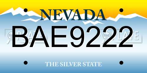 BAE9222 Nevada License Plate