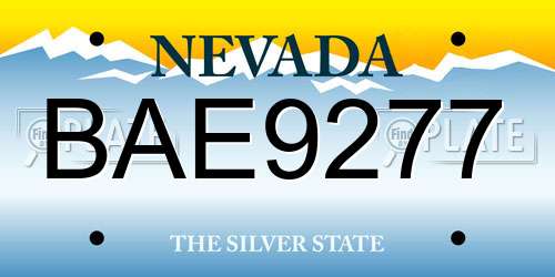 BAE9277 Nevada License Plate