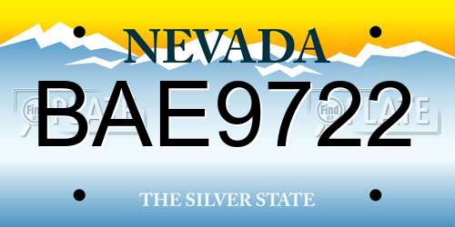 BAE9722 Nevada License Plate