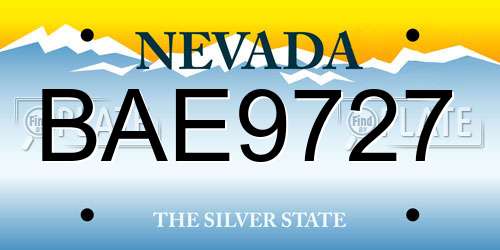 BAE9727 Nevada License Plate