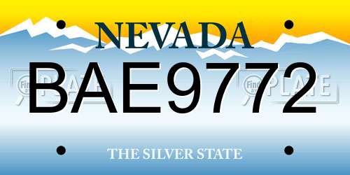 BAE9772 Nevada License Plate