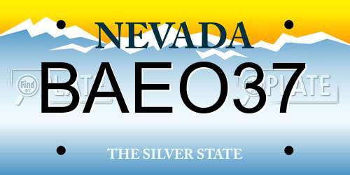 BAEO37 Nevada License Plate