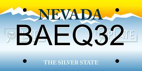 BAEQ32 Nevada License Plate
