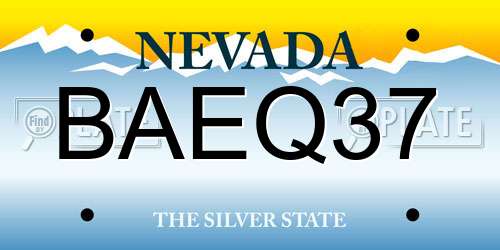 BAEQ37 Nevada License Plate
