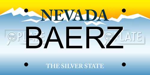 BAERZ Nevada License Plate