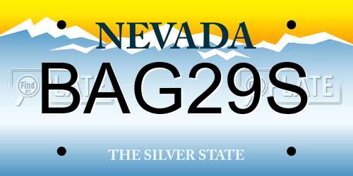 BAG29S Nevada License Plate