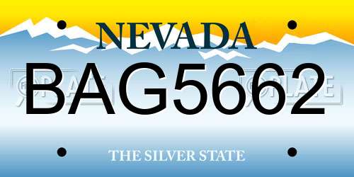 BAG5662 Nevada License Plate