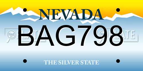 BAG798 Nevada License Plate