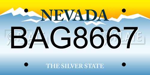 BAG8667 Nevada License Plate