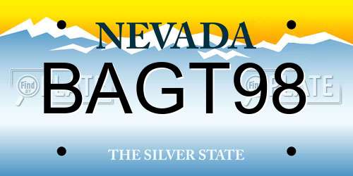 BAGT98 Nevada License Plate
