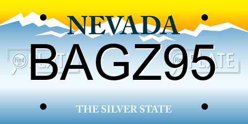 BAGZ95 Nevada License Plate