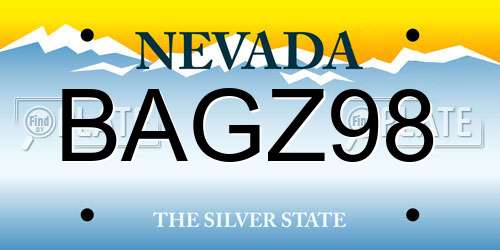 BAGZ98 Nevada License Plate