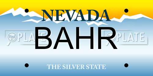 BAHR Nevada License Plate
