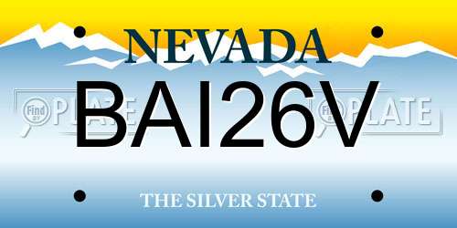 BAI26V Nevada License Plate