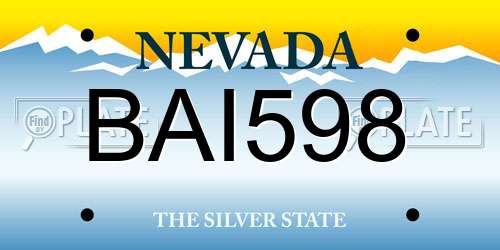 BAI598 Nevada License Plate