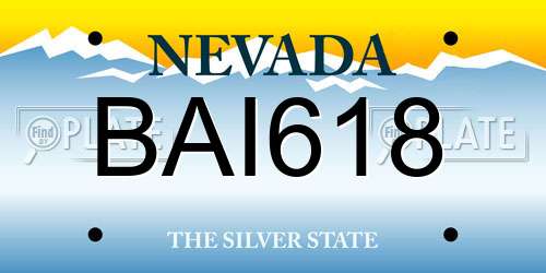 BAI618 Nevada License Plate