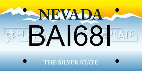 BAI68I Nevada License Plate