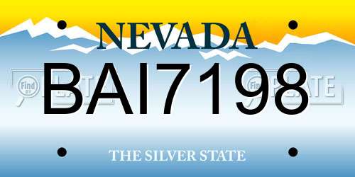 BAI7198 Nevada License Plate