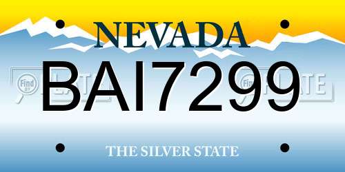 BAI7299 Nevada License Plate