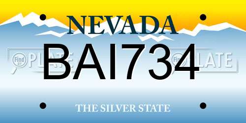 BAI734 Nevada License Plate