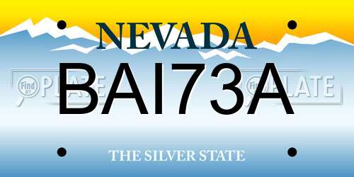 BAI73A Nevada License Plate